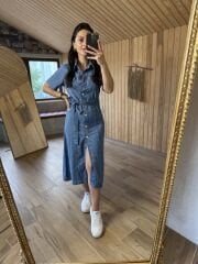Dark Blue jean elbise