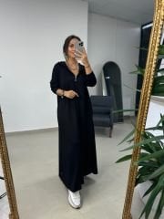 Dr 8137 Siyah Fermuarlı Kapüşonlu Modal Elbise