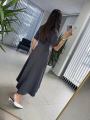 Dr 8342 Tasarım Antrasit Modal Çan Elbise