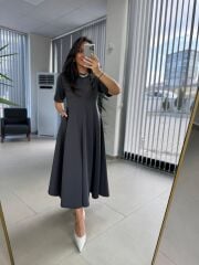 Dr 8342 Tasarım Antrasit Modal Çan Elbise