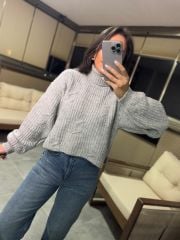 Gri Örgü Balıkçı Kazak