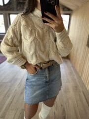 Altın Tokalı Taş Rengi Hoş Kemer