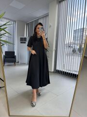Dr 8342 Tasarım Siyah Modal Çan Elbise