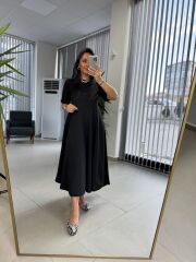 Dr 8342 Tasarım Siyah Modal Çan Elbise