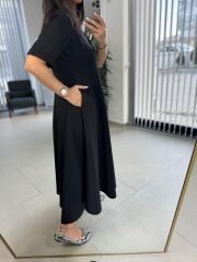 Dr 8342 Tasarım Siyah Modal Çan Elbise