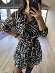 Zebra şifon elbise