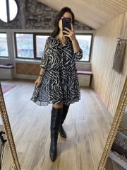 Zebra şifon elbise