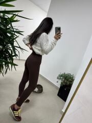 İb 4000 Kahve  Nano Fit Sporcu Tayt