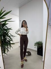 İb 4000 Kahve  Nano Fit Sporcu Tayt