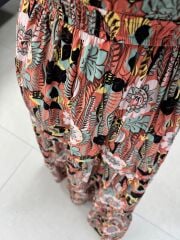 Cr 1020 Pamuk Gabardin V Yaka Renkli Maksiboy Elbise