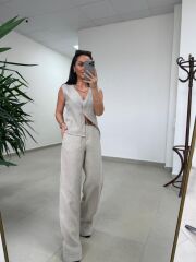 Km 29415 Yelekli Keten Taş Takım