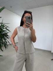 Km 29415 Yelekli Keten Taş Takım