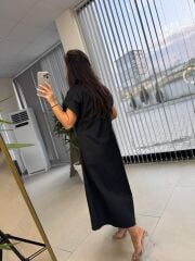 Dr 8264 Tasarım Kuşaklı Poplin Elbise