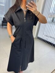 Dr 8264 Tasarım Kuşaklı Poplin Elbise