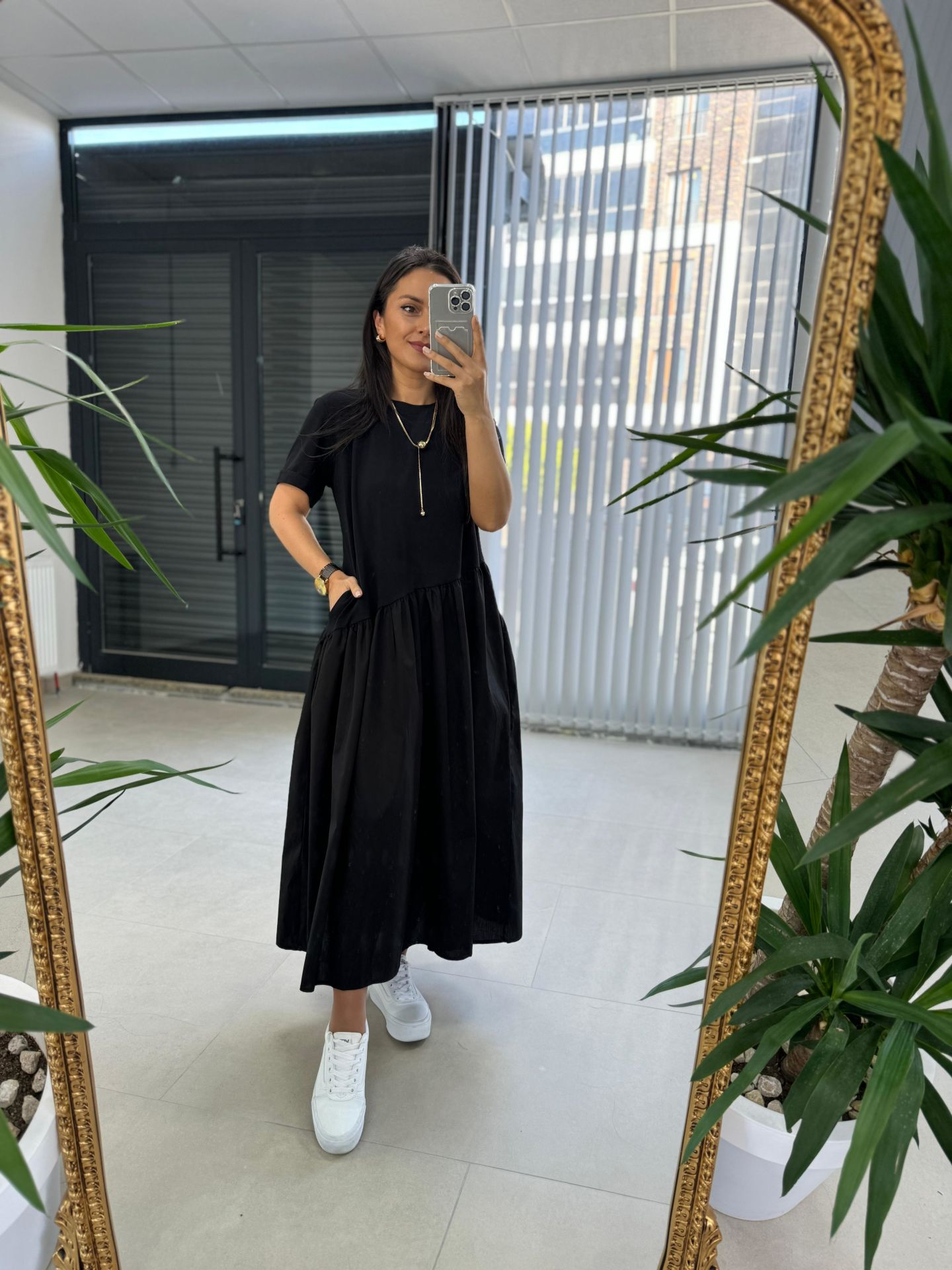 Black Dress with Dr Design Skirt and Poplin