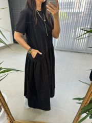 Black Dress with Dr Design Skirt and Poplin