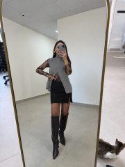 Tp 1351 Siyah Kaşe Mini Etek