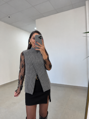 Tp 1351 Siyah Kaşe Mini Etek
