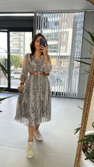 Snake Kemerli Şifon Elbise