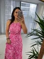 My 3226 Gofre Pembe Elbise