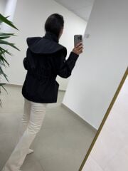 Art 3005 Siyah Bel Büzgülü Trençkot