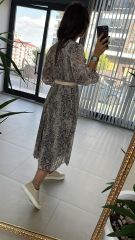 Snake Kemerli Şifon Elbise