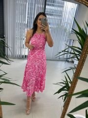 My 3226 Gofre Pembe Elbise