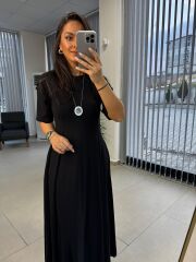 Dr 8297 Kısakol Penye Siyah Elbise