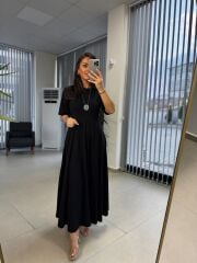 Dr 8297 Kısakol Penye Siyah Elbise