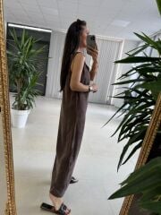 Fp 3304 Premium Kolsuz Kahve Liyosel Elbise