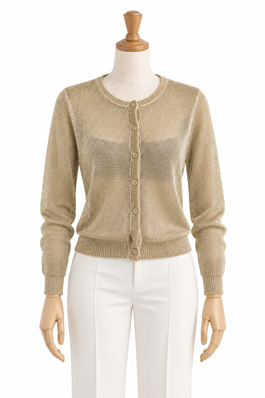 Po 2844 Transparan Gold Simli Hırka