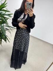 Mz 22751 Fularlı Siyah Kazak