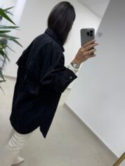 Ms 2783 Siyah Püskül Detaylı Tunik Boy Gömlek