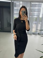 Mc Volan Detaylı Siyah Elbise