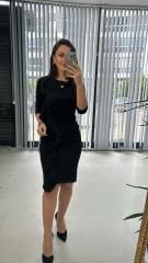 Mc Volan Detaylı Siyah Elbise