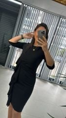 Mc Volan Detaylı Siyah Elbise