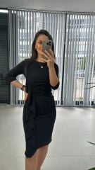 Mc Volan Detaylı Siyah Elbise