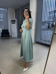 Dr 8297 Kısakol Penye Su Yeşili Elbise