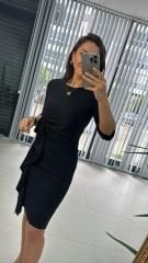 Mc Volan Detaylı Siyah Elbise