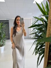 Fp 3304 Premium Kolsuz Vizon Liyosel Elbise