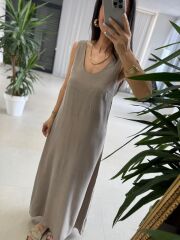 Fp 3304 Premium Kolsuz Vizon Liyosel Elbise