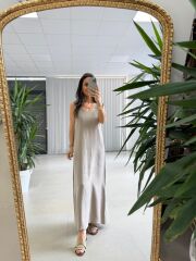 Fp 3304 Premium Kolsuz Vizon Liyosel Elbise