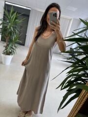 Fp 3304 Premium Kolsuz Vizon Liyosel Elbise