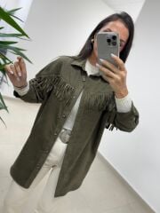 Ms 2783 Haki Püskül Detaylı Tunik Boy Gömlek