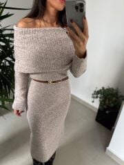 Dv 90259 Vizon Madonna Yaka Uzun Triko Elbise