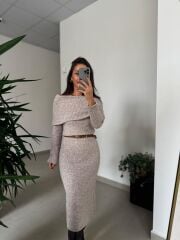 Dv 90259 Vizon Madonna Yaka Uzun Triko Elbise