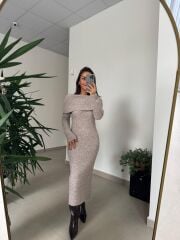 Dv 90259 Vizon Madonna Yaka Uzun Triko Elbise