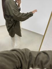 Ms 2783 Haki Püskül Detaylı Tunik Boy Gömlek