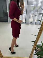 Mc Volan Detaylı Bordo Elbise