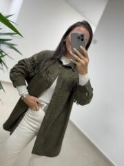 Ms 2783 Haki Püskül Detaylı Tunik Boy Gömlek